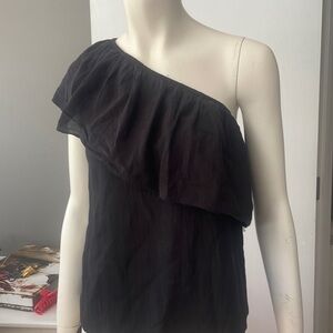 H & M One Shoulder Ruffle Shirt